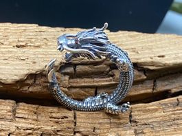 Origineller Drachen Ring in Sterlingsilber, Gr.57