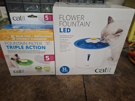 Fontaine Catit LED 3L et 5 filtres neuf