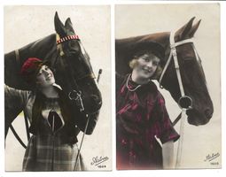 junge Dame mit Pferd - 2 Karten - Astrea No 1604/5 - 1926/27