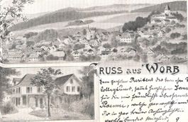 11.7.1902 sw 2-Bild Litho "Gruss aus WORB"