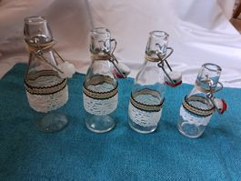 Vintage 4er Set Flaschen, Tischdeko, Hochzeit, Shabby chic
