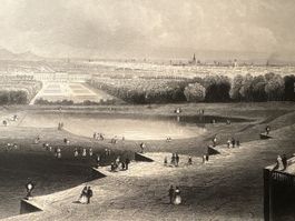 Originale alte Lithografie: Schloss Schönbrunn Wien 1840 KuK