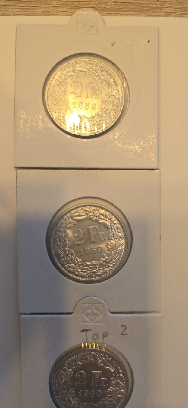 Tutti le monete: pieces 2chf 1958 a 1961 ab 1.- – Nuovo (secondo la descrizione) da Fribourg venduto da yan_z5fr 1