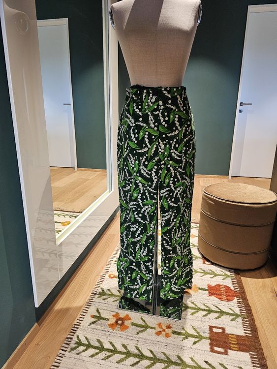 Maxi Jupe Anokhi Femme – Vert à Fleurs, Viscose, Taille 10 (bon état, Défaut Bouton)