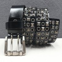 Schwarzer Ledergürtel im Gothic-Stil - Ceinture en cuir noir