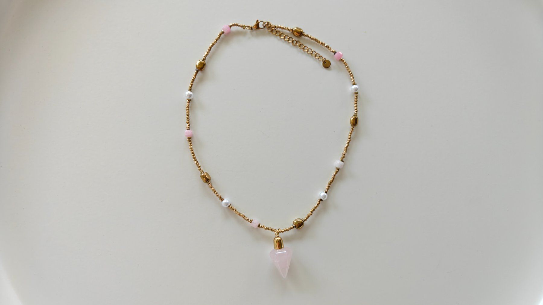 Catenine: Rose Quartz Pendulum Stainless Steel Necklace – Nuovo (secondo la descrizione) da Allschwil venduto da Jani_Banani