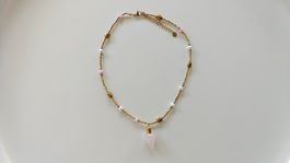 Rose Quartz Pendulum Stainless Steel Necklace