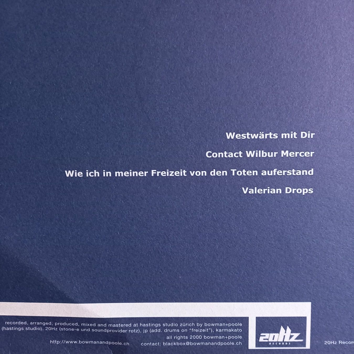 Dischi in vinile: Bowman And Poole, CH-MAXI, 2000 – Nuovo (secondo la descrizione) da münchenstein venduto da karl_heinz_krasser 1