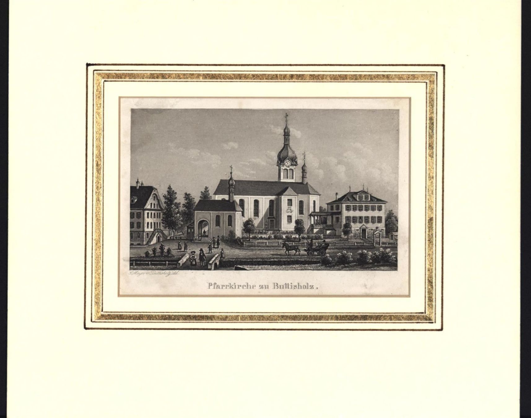 Stiche: Buttisholz Kirche Originalaquatinta selten – Gebraucht aus Rafz von Helvet32