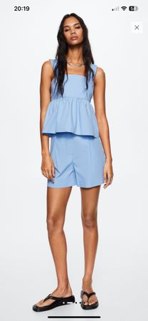 Sommer-Set Zweiteiler – Top & Shorts – Hellblau – Grösse S