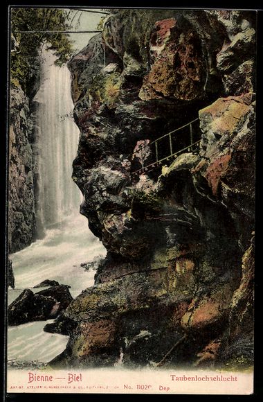 Ansichtskarten: AK Bienne, Taubenlochschlucht – Gebraucht aus Berlin von bartko-reher