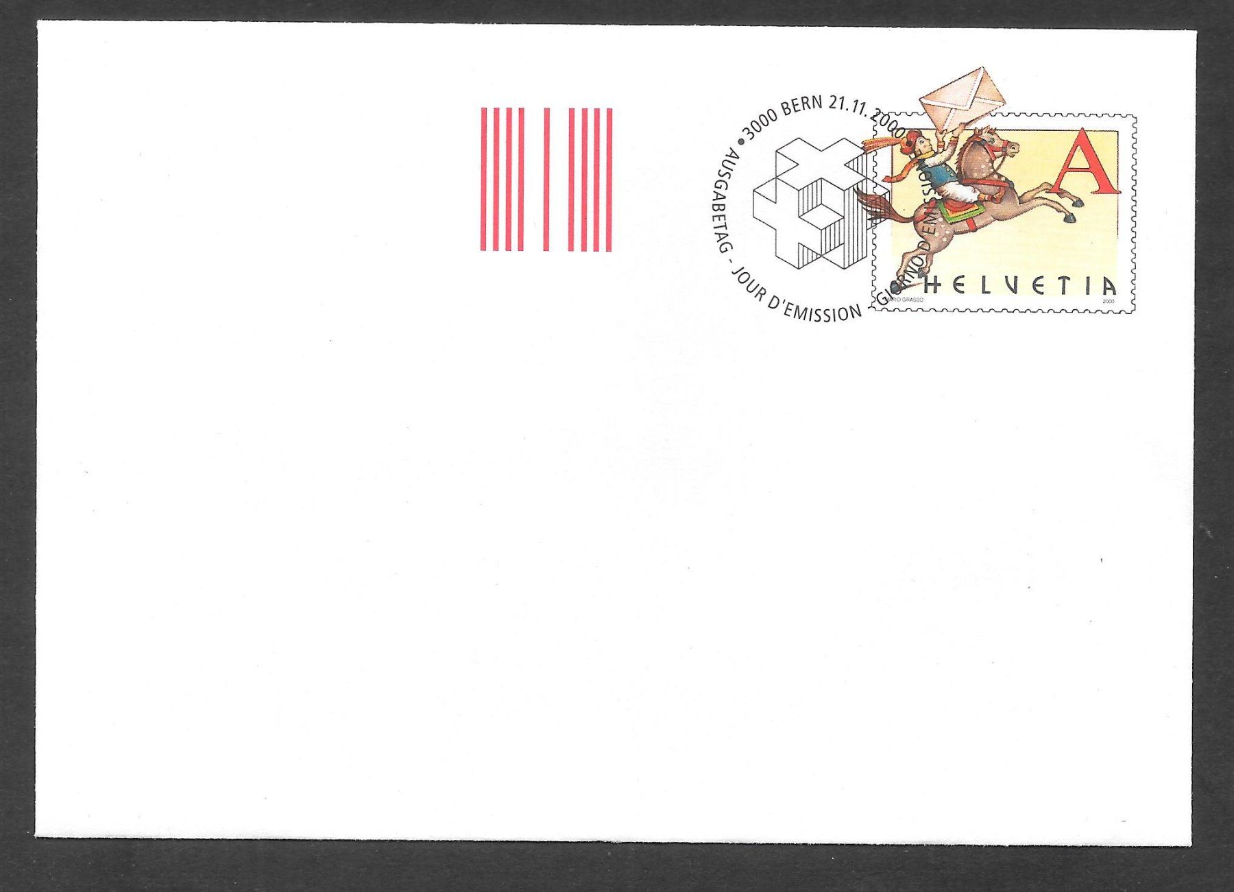 Tous les timbres: Briefumschlag 032 Postreiter ET Bern 21.11.2000 – Neuf (Voir description) à Olten par clotaldi