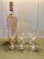 antike Weingläser, Apéroglas, Kristallglas graviert, 5 Stück