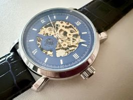 ORKINA Automatic Skeleton 44mm - Blue dial - Dark blue strap