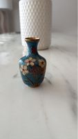 Petit Vase Laiton Cloisonné Bleu Vintage Messing Vase