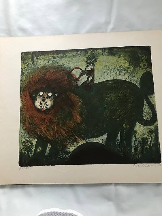 Lithographie 'Löwe' von Elso Schiavo 2