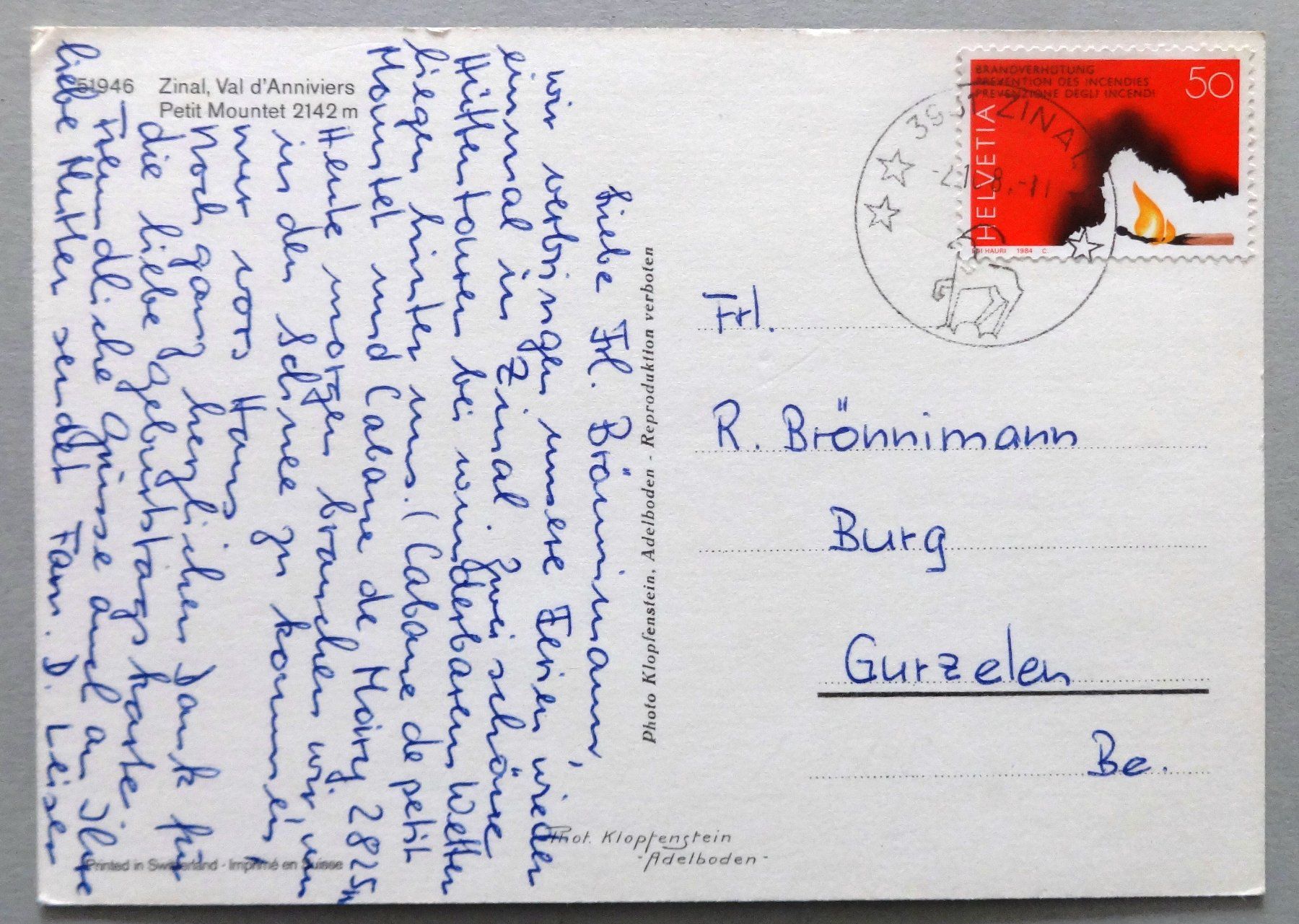 Cartoline postali: Petit Mountet, Zinal – Usato da Fétigny venduto da Billy2miny 1