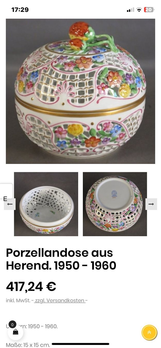 Herend Ciotole: Grosse Bonboniere Herend - Nummeriert und Handpainted – Usato da Zürich venduto da ZHtobi 7