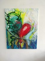 Original Kunstwerk: Herz mit Wurzeln, Unikat, 87cm x 110cm