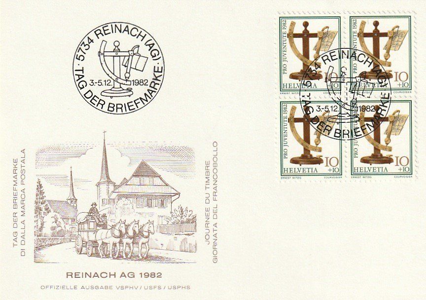 Tutti i francobolli: Tag der Briefmarke 1982, Reinach,  Karte – Usato da Aarburg venduto da Aare10