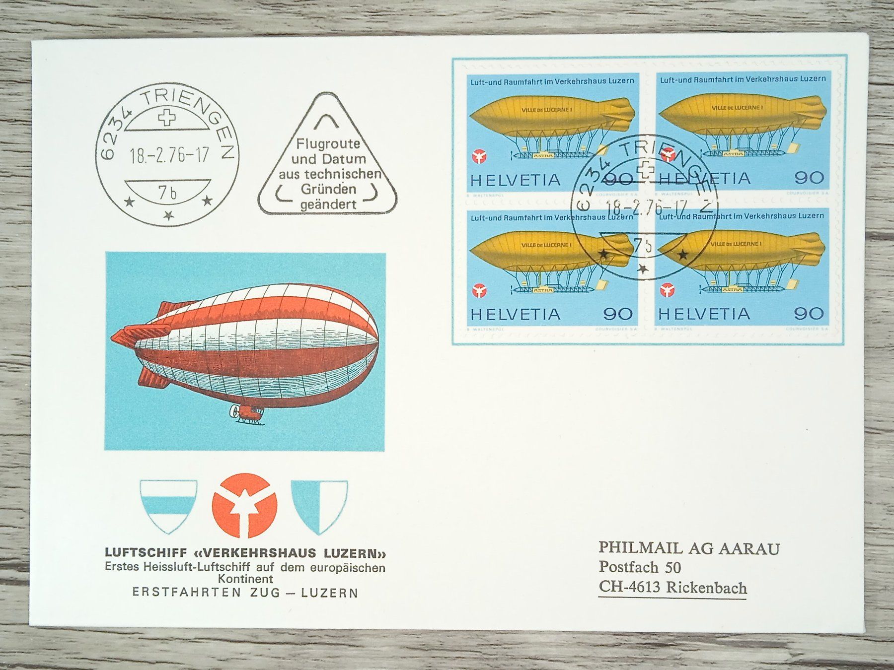 Tutti i francobolli: TR15 Enveloppe + Timbre Suisse 1976 – Usato da Cousset venduto da Patrick_Collections