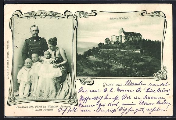 Cartoline postali: Fürst Friedrich von Waldeck-Pyrmont mit – Usato da Berlin venduto da bartko-reher