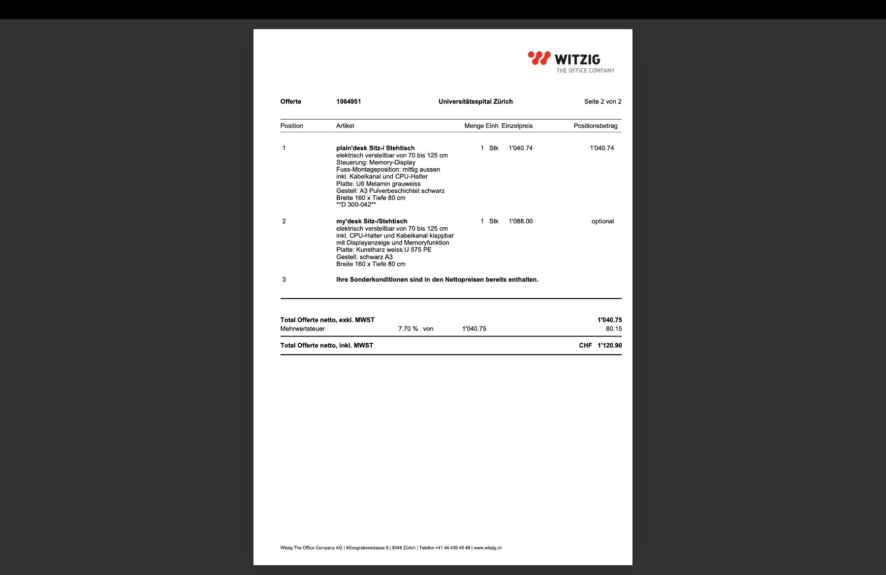 Scrivanie: plain'desk Sitz-Stehtisch elektrisch höhenverstellbar – Usato da Zürich venduto da neumaka 6