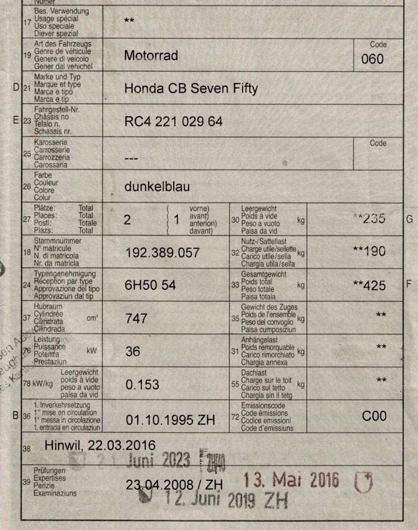 Honda Strasse: Honda CB 750 Seven Fifty – Gebraucht aus Wolfhausen von pinz11 4