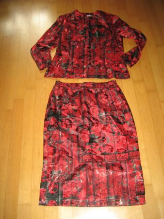 Festliches Damenkostüm Gr. 40, rot/schwarz, Glitzer