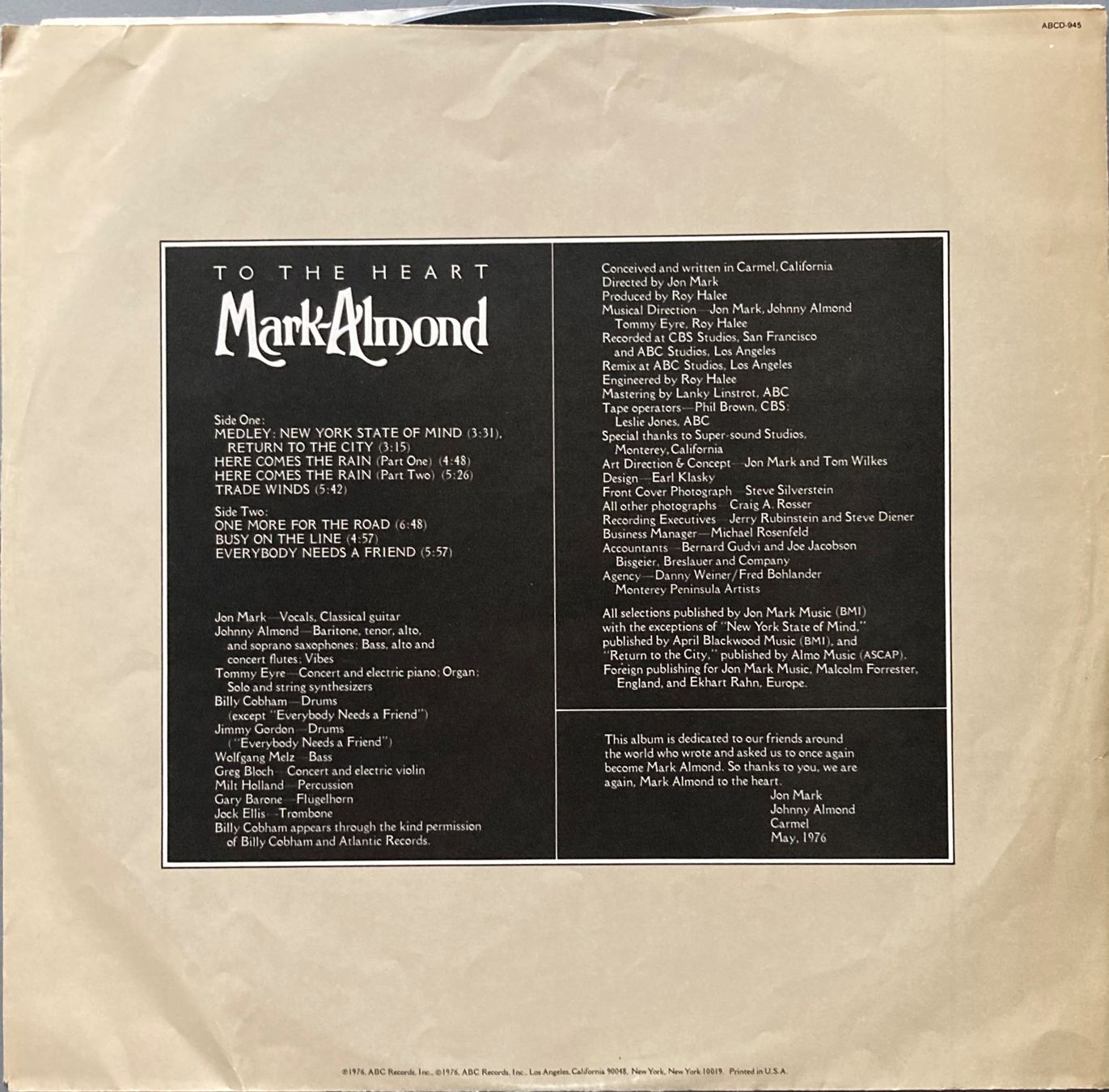 Vinyles: MARK ALMOND - TO THE HEART – D'occasion à Poliez-Pittet par Newtown-Records 2