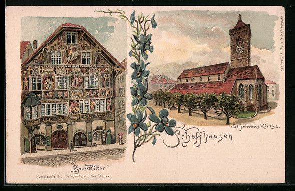 Cartes postales: Litho Schaffhausen, St.Johannes-Kirche,  – D'occasion à Berlin par bartko-reher