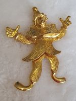 Vintage Clown Brosche & Anhänger GOLD – 2-in-1 beweglich