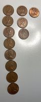 12x One Penny Münzen, 8x1971, 3x 1973, 1x 1975