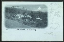 Luftkurort Schauenburg, Mondscheinkarte, gelaufen 1899