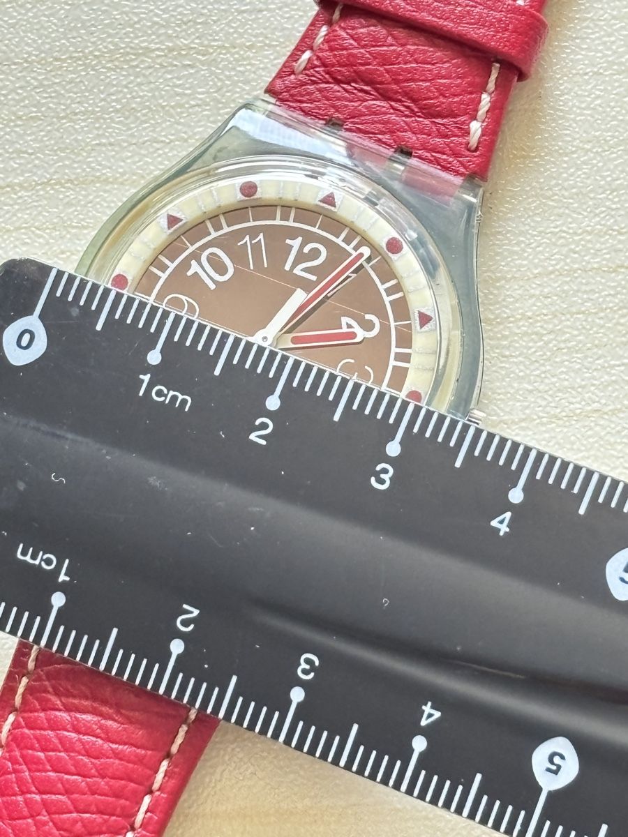Swatch Orologi: Swatch Solar Uhr Rot Lederarmband  – Usato da Grenchen venduto da chththl 4