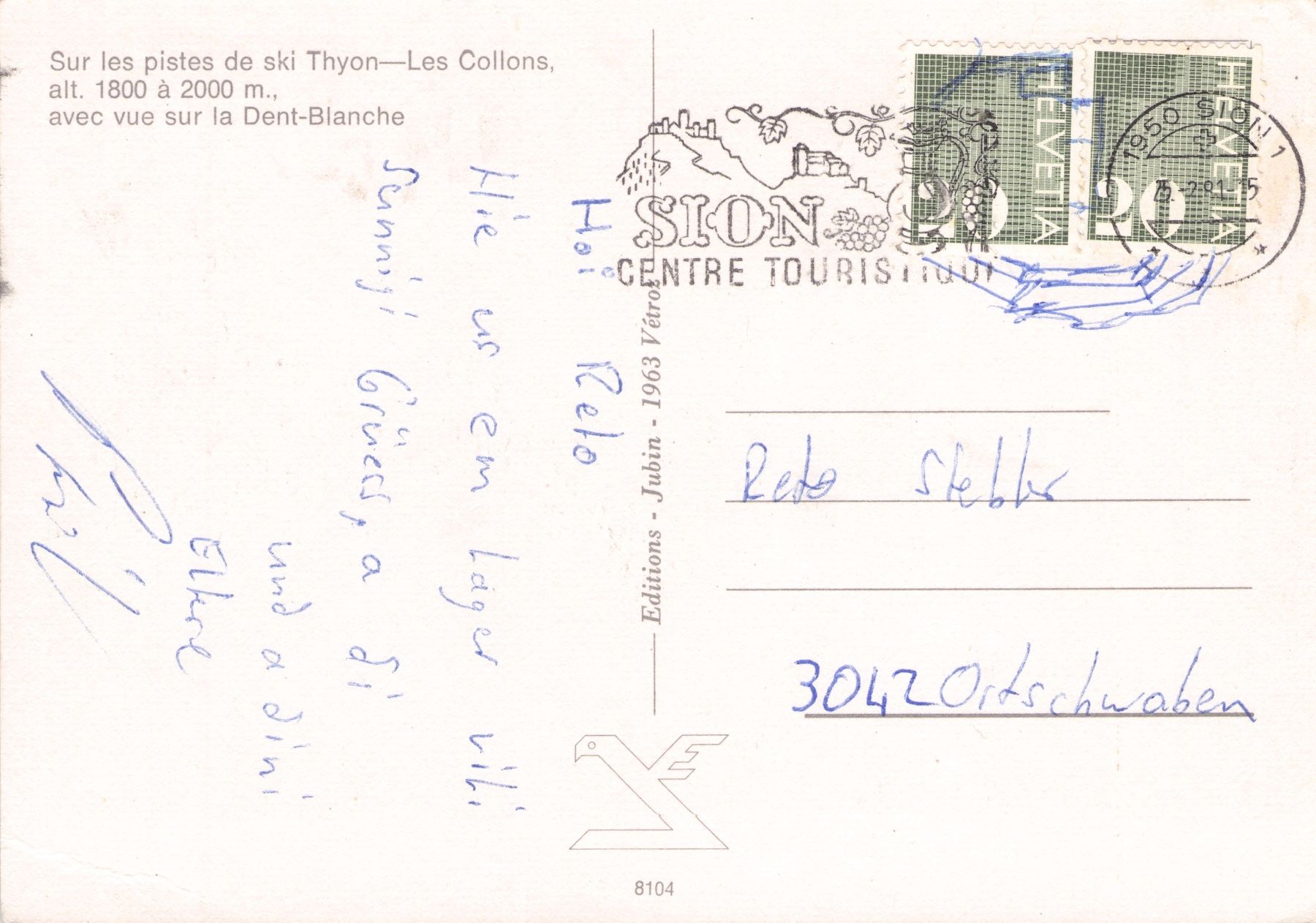 Ansichtskarten: Thyon 2000 Les Collons VS // 1981 Skilift // Winter – Gebraucht aus Basel von intermezzo12 1