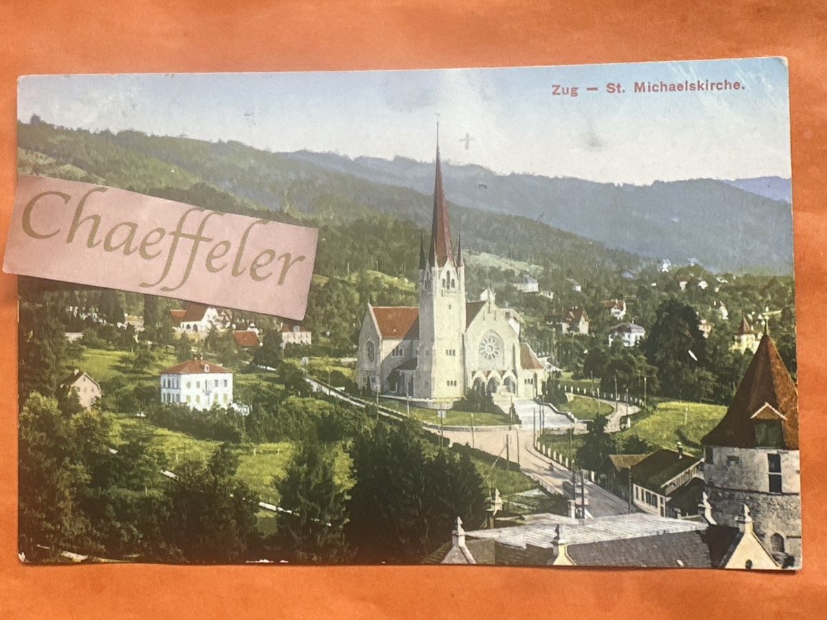 Cartoline postali: 1913 Zug,  St. Michaelskirche – Usato da Zürich venduto da Chaeffeler