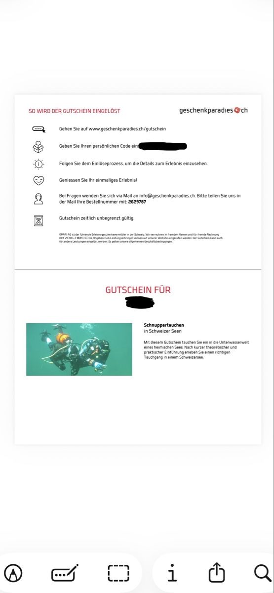 Bons: Gutschein Schnuppertauchen Schweiz – Neuf avec emballage d'origine à Oberrohrdorf par Schnurpfelchen