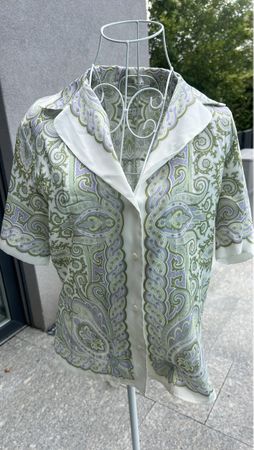 Chemise à manches courtes imprimée blanc/vert/lilas T. M