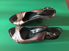 Louis Vuitton Sandaletten Neu Leder Metallic Bronze Luxus 39