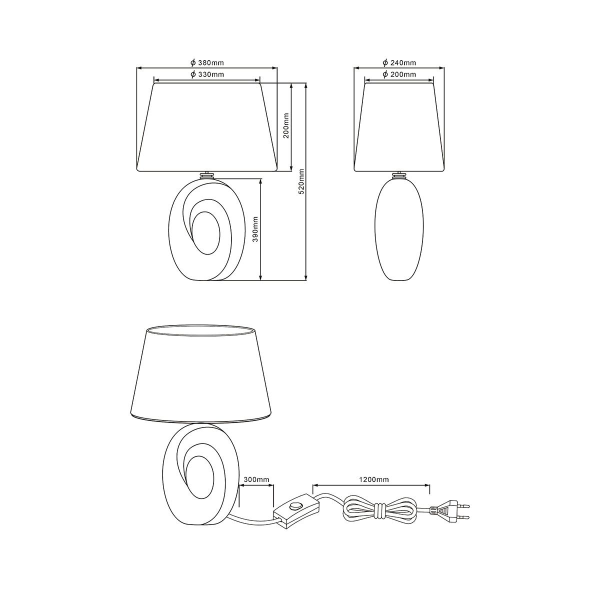 Lampade: Tischleuchte, Stoff, Keramik, 52 cm Höhe – Nuovo (secondo la descrizione) da Kreuzlingen venduto da Smart-Light 2