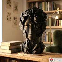 Botanical Muse Bust - Nature Inspired Female Art - 3D Print