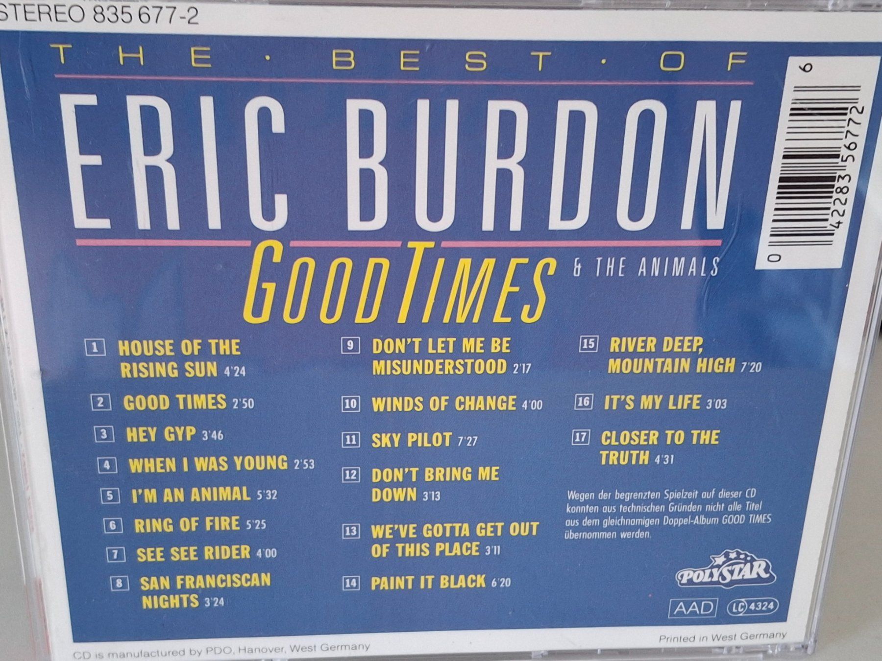 CD: CD Eric Burdon & The Animals - Good Times – Usato da Aarberg venduto da Jackup1 1