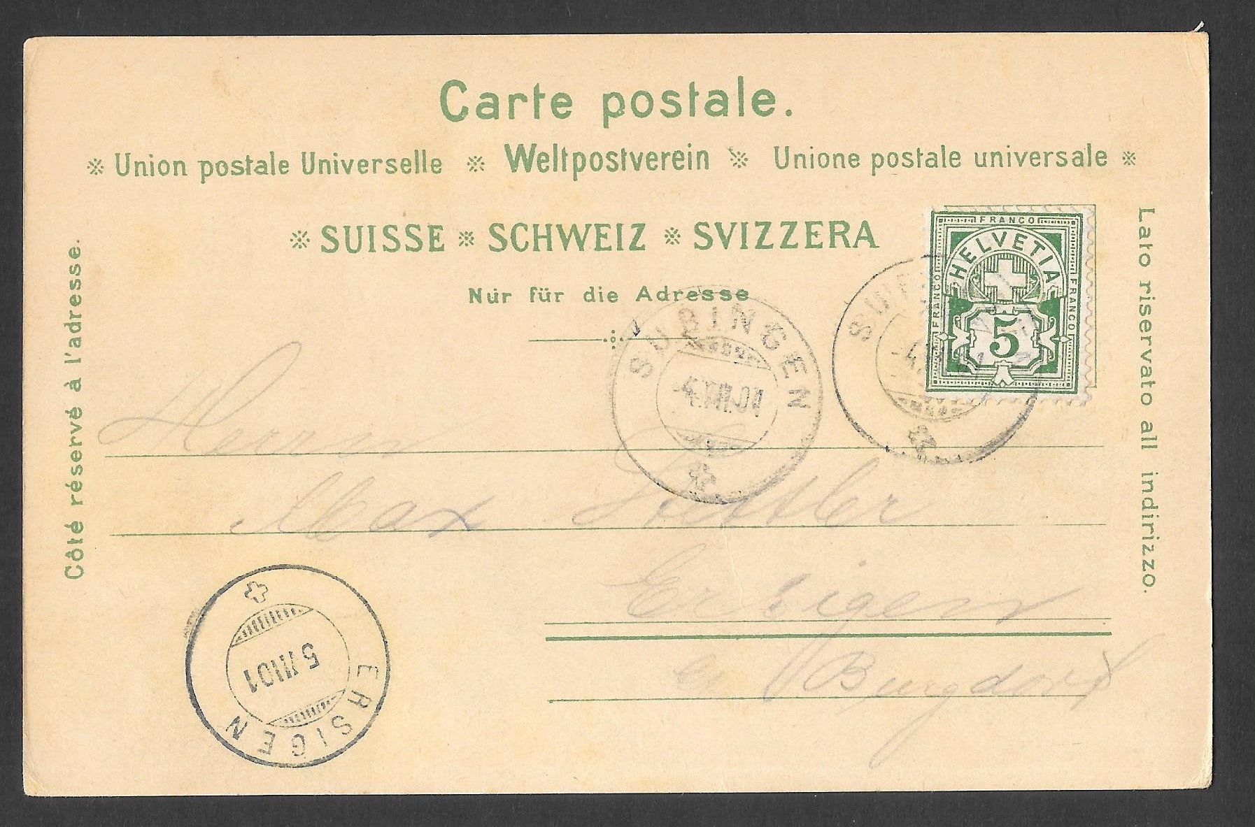 Cartoline postali: Subingen farbige Lithografie 11 Bilder Bahnhof Post etc. – Usato da Olten venduto da clotaldi 1