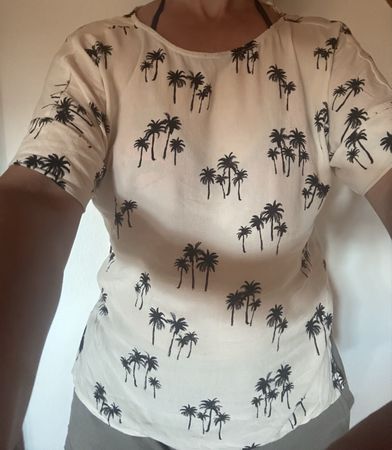 Top Femme Motif Palmier Blanc Taille EUR 34