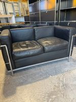 Lounge Sofa im Le Corbusier Stil, Leder schwarz, gebraucht