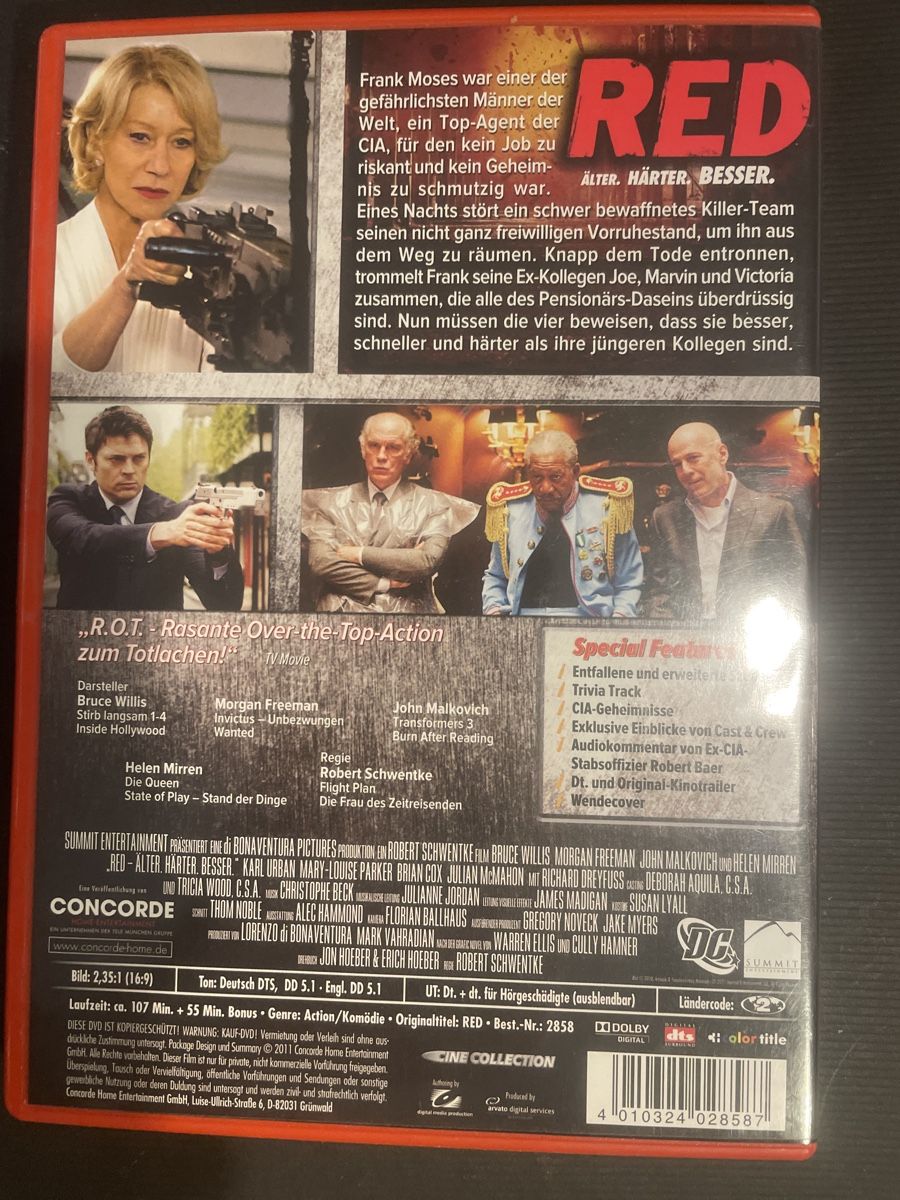 Tutti i DVDs: Red, Traumbesetzung Mirren, Freeman und Malkovich – Usato da Winterthur venduto da machmaschine 1