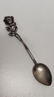 Kaffeelöffel Silber 800 Rosenmotiv, (S23)