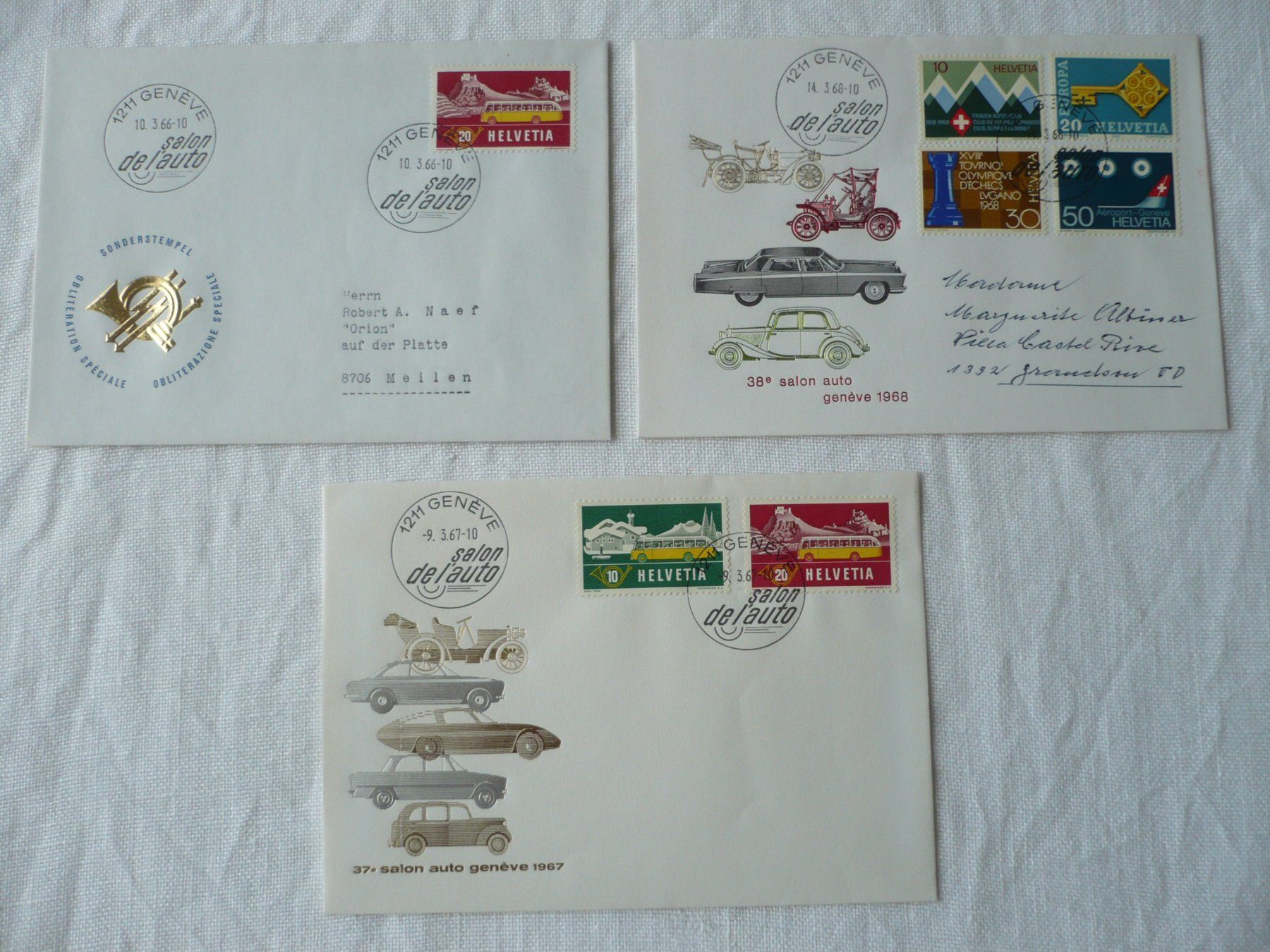 Tous les timbres: 1966 - 68 3 Belege Autosalon – D'occasion à Zürich par saltandpepper008
