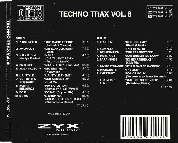 CD: Various – Techno Trax Vol. 6 - Vergriffene Doppel CD – Usato da Brittnau venduto da Zibu 1